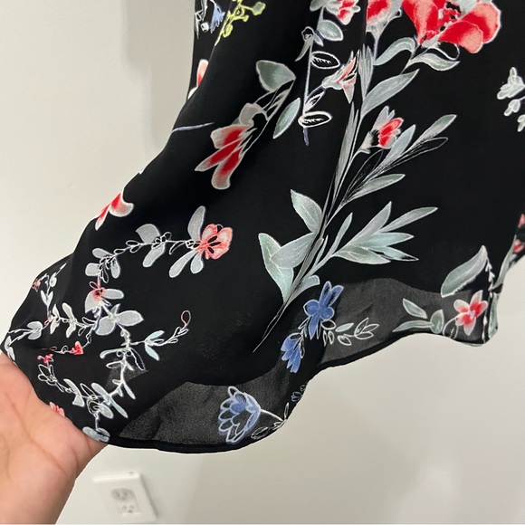 NWT Parker Black Blue Woodland Floral Printed Cold Shoulder Agave Mini Dress L - Picture 7 of 16